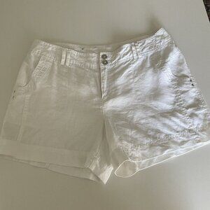 INC International Concepts Shorts Womens 10 White 100% Linen High Rise Coastal